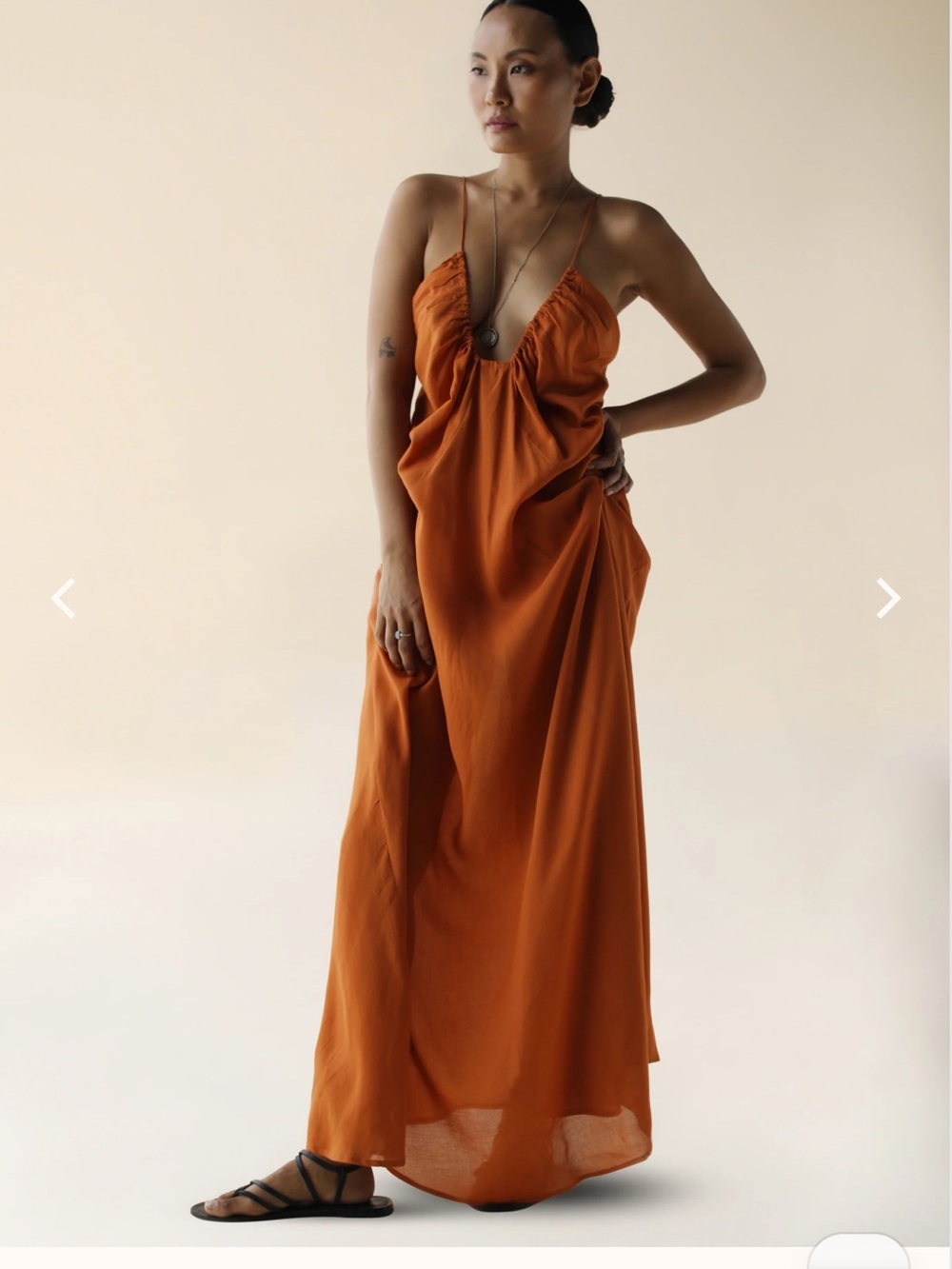 Fara Boutique - Rust Orange Slip Maxi Dress - NEW